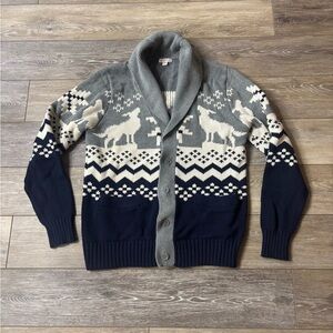 Merona Gray and Navy Wolf Pattern Cardigan